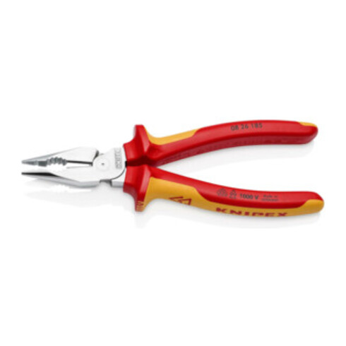 KNIPEX Pince combinée pointue VDE chromée avec poignées multicouches 185 mm