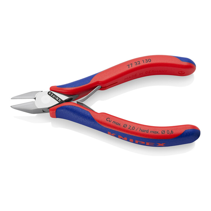 KNIPEX Pince coupante électronique 77 32 130, 130 mm, manche multi-composants, articulation traversante