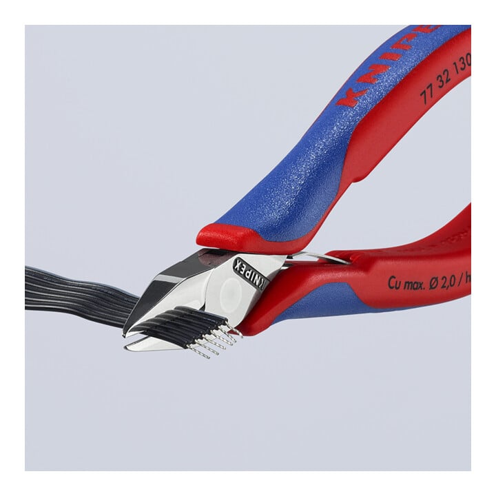 KNIPEX Pince coupante électronique 77 32 130, 130 mm, manche multi-composants, articulation traversante