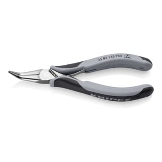 KNIPEX Pince de préhension électronique ESD 35 82 145, 145 mm, poli miroir, manche multi-composants, articulation traversante