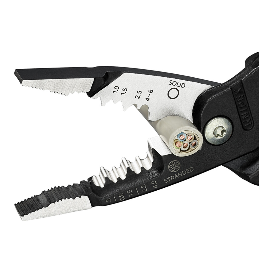 KNIPEX Pince multifonction pour électricien 13 71 200, modèle métrique, revêtement plastique noir, 200 mm