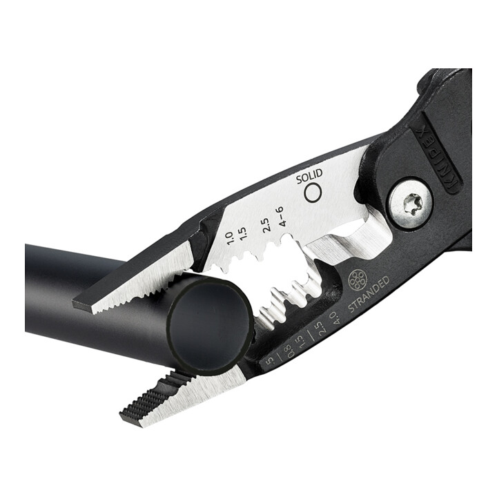 KNIPEX Pince multifonction pour électricien 13 71 200, modèle métrique, revêtement plastique noir, 200 mm
