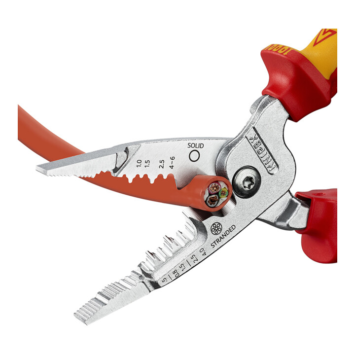 KNIPEX Pince multifonction pour électricien 13 76 200 modèle métrique isolée, manches multicomposants, certifiée VDE, chromée 200 mm