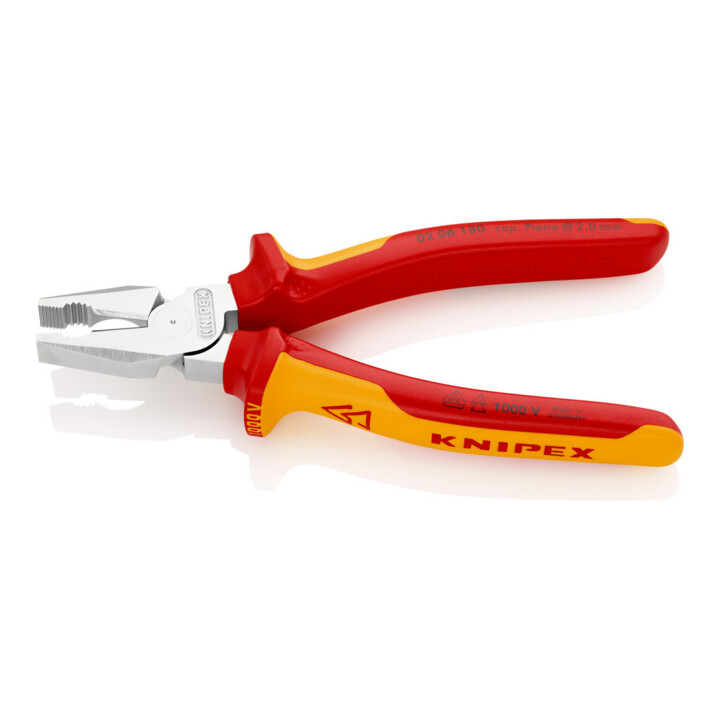 KNIPEX Pince universelle à forte démultiplication, chromée isolée suivant VDE 180 mm