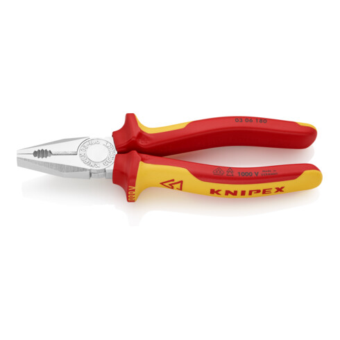 Pince combinée Knipex chromée, isolée avec douilles à plusieurs composants, certifiée VDE