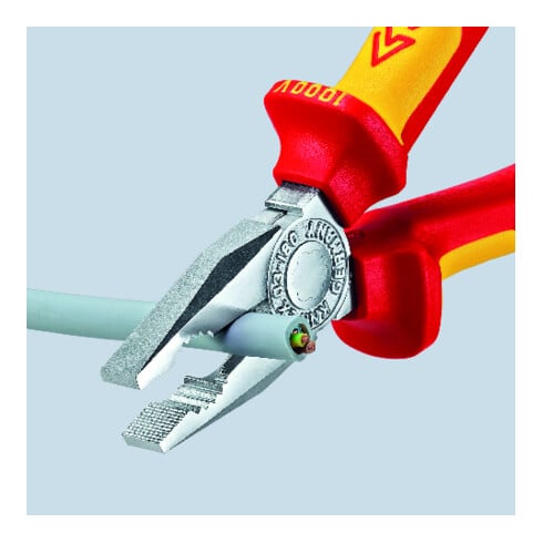 Pince combinée Knipex chromée, isolée avec douilles à plusieurs composants, certifiée VDE