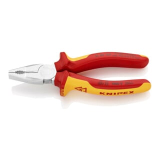 Pince combinée VDE chromée avec manche multi-composant Knipex