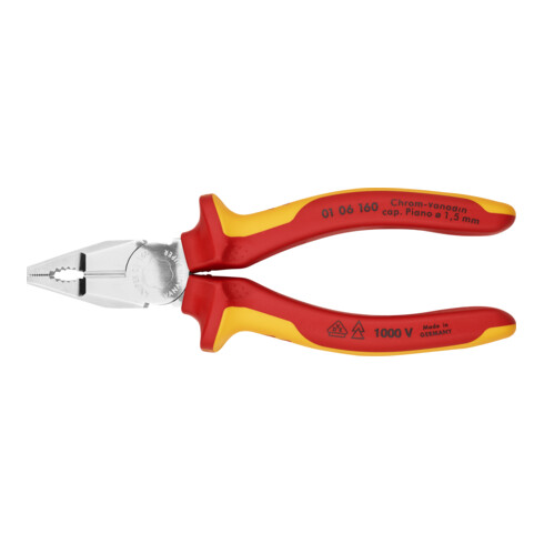 Pince combinée VDE chromée avec manche multi-composant Knipex