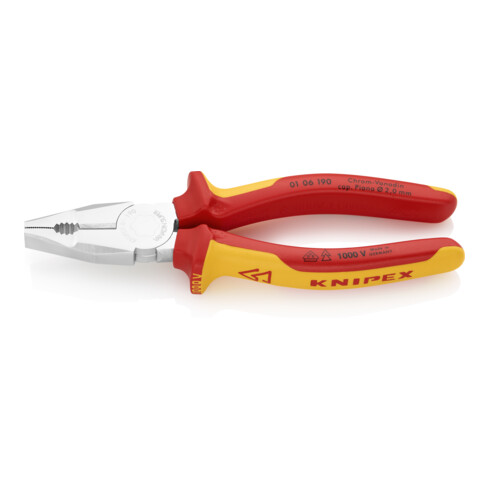 Pince combinée VDE chromée avec manche multi-composant Knipex