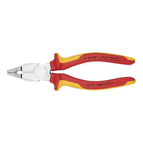 Pince combinée VDE chromée avec manche multi-composant Knipex