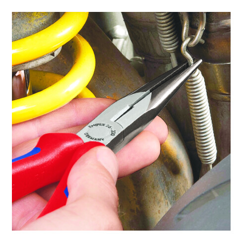 KNIPEX Pinza a becchi mezzotondi (di cicogna) con tronchese 26 12 200, bonderizzata nera 200mm