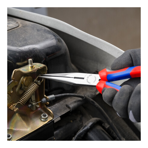 KNIPEX Pinza a becchi mezzotondi (di cicogna) con tronchese 26 12 200, bonderizzata nera 200mm