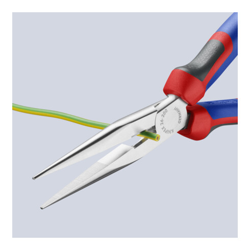KNIPEX Pinza a becchi mezzotondi (di cicogna) con tronchese 26 15 200 cromata, 200mm