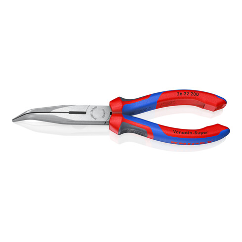 KNIPEX Pinza a becchi mezzotondi (di cicogna) con tronchese 26 22 200,bonderizzata nera, 200mm