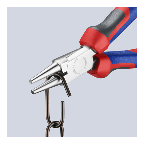 KNIPEX Pinza a becchi tondi con manici cromati in PVC