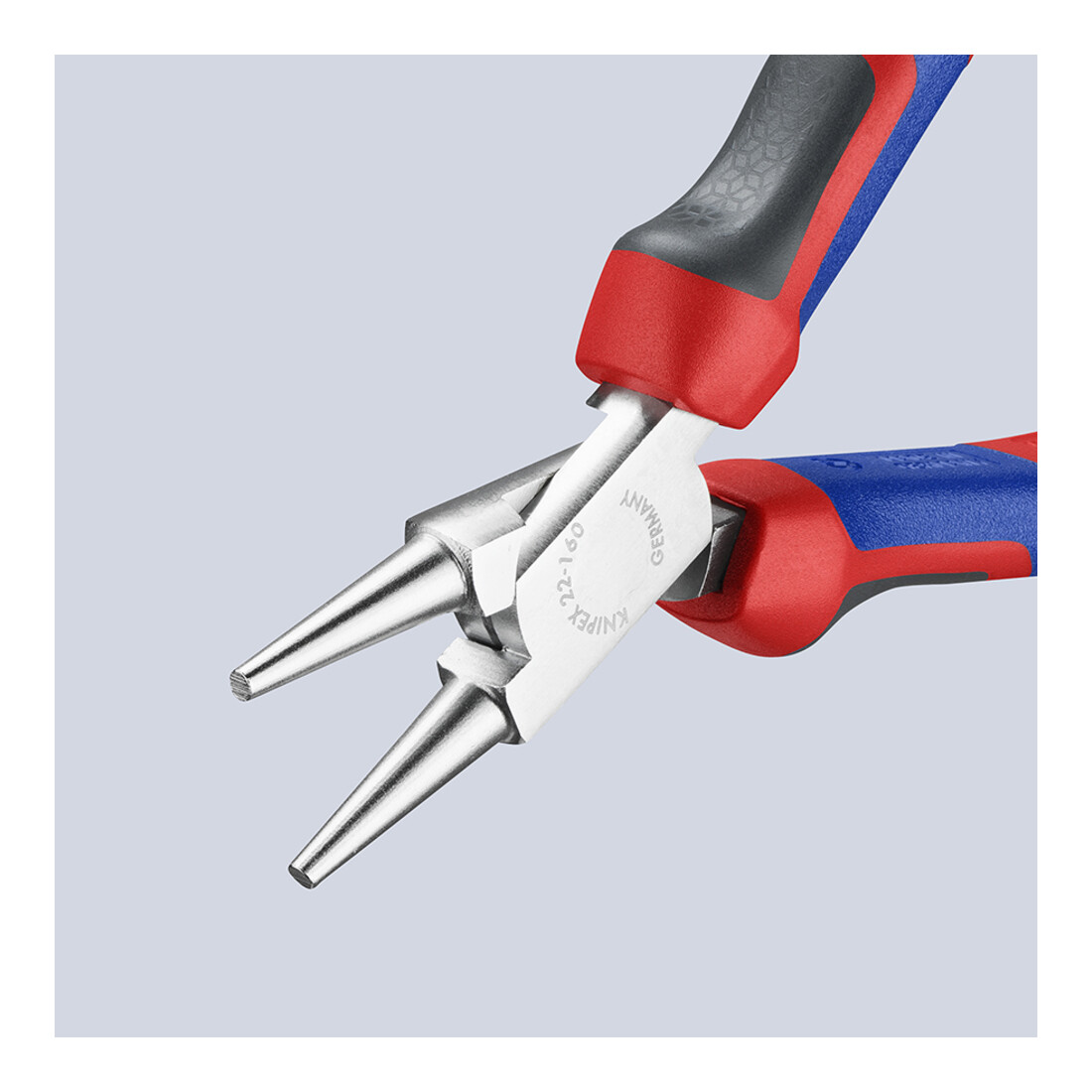 KNIPEX Pinza a becchi tondi con manici cromati in PVC