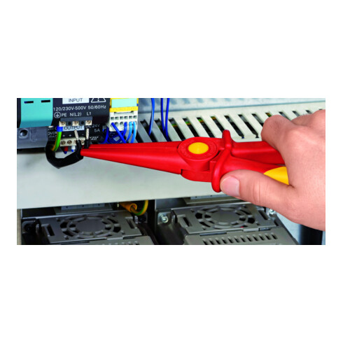 KNIPEX Pinza a becchi tondi piatti 98 62 02 in plastica isolante VDE, 220mm