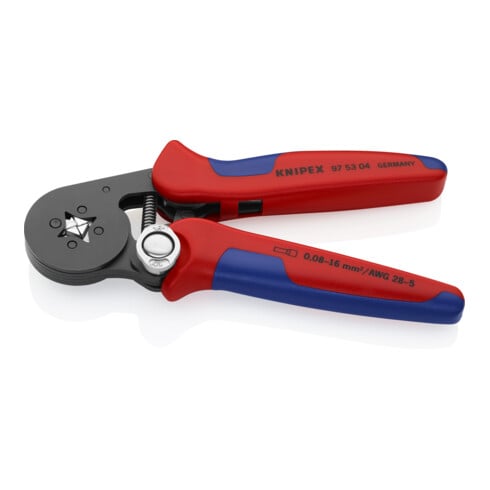 KNIPEX Pinza autoregolante, brunita con manicotti multicomponente 180mm, per terminali a bussola da 0,08 - 10/16mm²