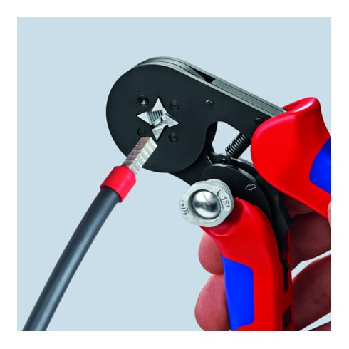 KNIPEX Pinza autoregolante, brunita con manicotti multicomponente 180mm, per terminali a bussola da 0,08 - 10/16mm²