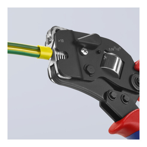 KNIPEX Pinza autoregolante, brunita con manicotti multicomponente 190mm, per terminali a bussola da 0,08 - 10/16mm²