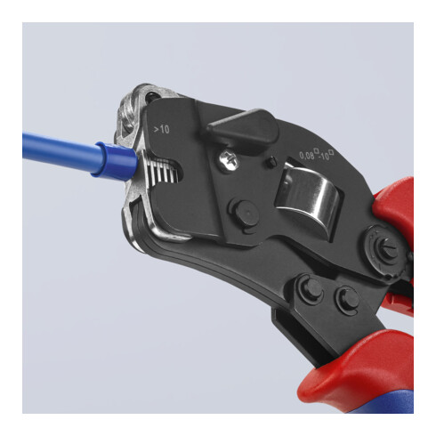 KNIPEX Pinza autoregolante, brunita con manicotti multicomponente 190mm, per terminali a bussola da 0,08 - 10/16mm²