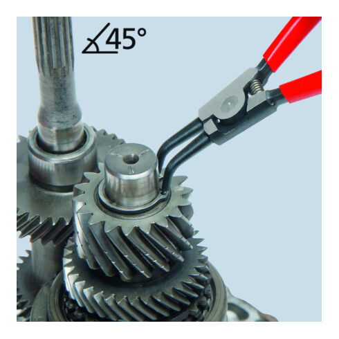 KNIPEX Pinza di precisione per anelli di sicurezza esterni su alberi 46 31 A22 con angolo di 45°, bonderizzata nera, 185mm