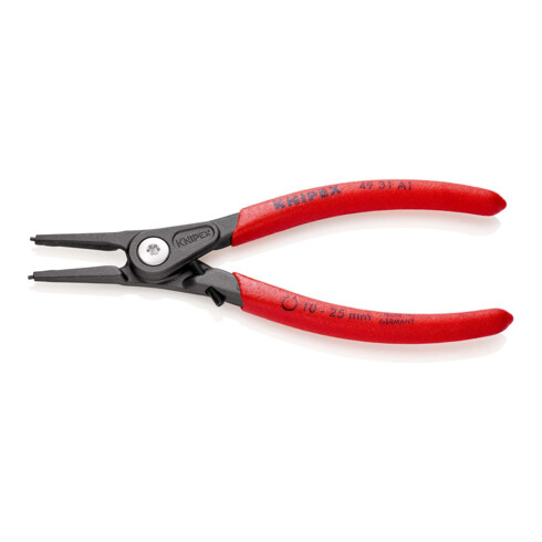 KNIPEX Pinza di precisione per anelli di sicurezza esterni su alberi con protezione antitrazione, bonderizzata grigia