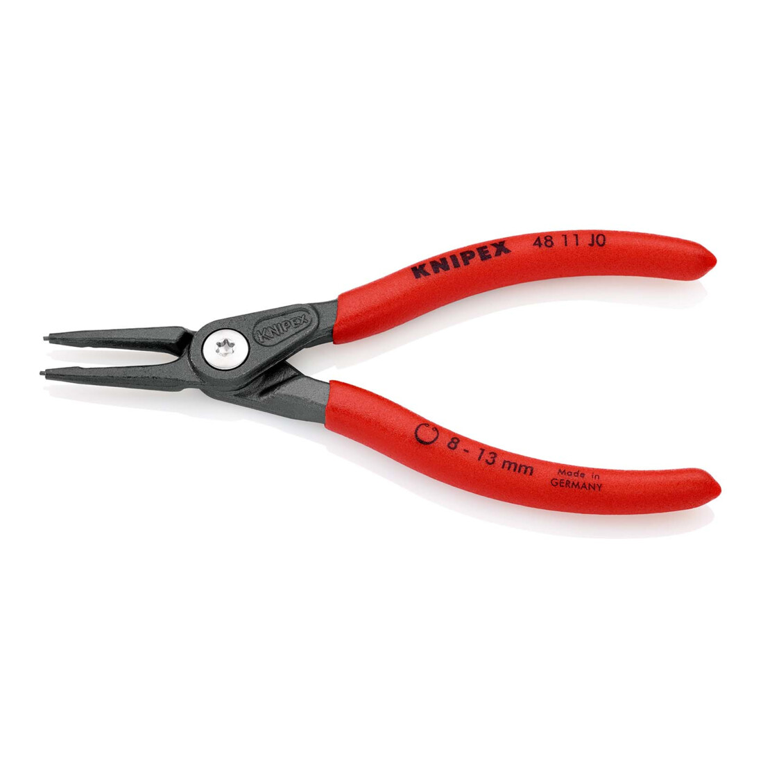 KNIPEX Pinza di precisione per anelli di sicurezza interni a fori 48 11 J0 bonderizzata grigia, 140mm