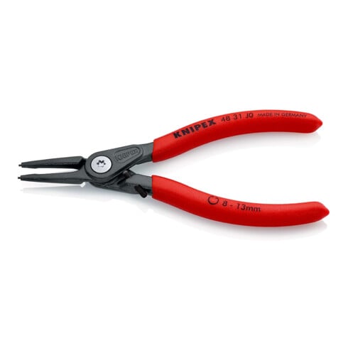 KNIPEX Pinza di precisione per anelli di sicurezza interni a fori 48 31 J0 con protezione da sovraestensione, bonderizzata grigia, 140mm