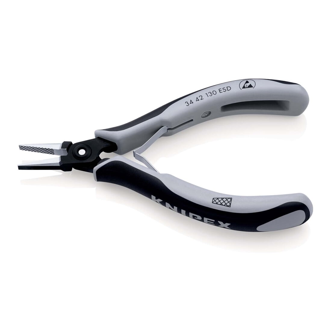KNIPEX Pinza di precisione per elettronica 34 42 130 ESD brunita, 130mm
