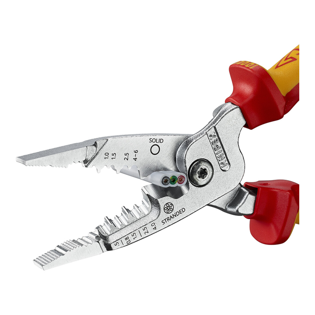 KNIPEX Pinza multifunzione per elettricisti 13 76 200, modello metrico, isolata, con impugnature multicomponente, testata VDE, cromata 200 mm