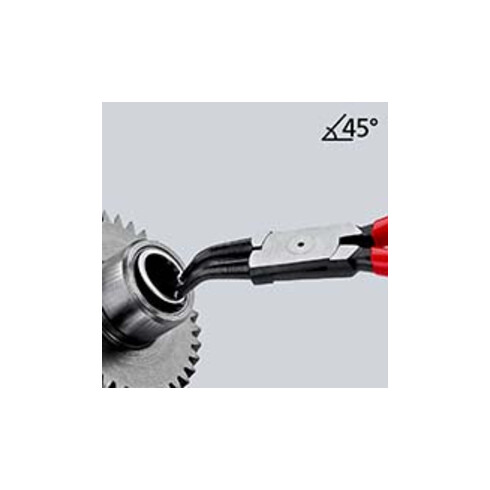 KNIPEX Pinza per anelli di sicurezza interni a fori 44 31 J22 con angolo di 45°, bonderizzata nera, 180mm