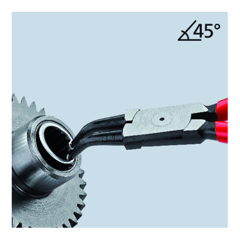 KNIPEX Pinza per anelli di sicurezza interni a fori 44 31 J22 con angolo di 45°, bonderizzata nera, 180mm