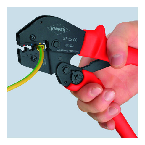 KNIPEX Pinza per capicorda 250mm per terminali isolati, connettori e giunzioni di testa 0,5 - 6mm²,