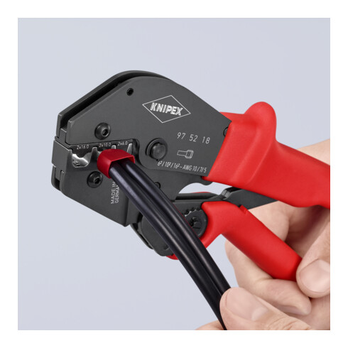 KNIPEX Pinza per capicorda per impiego a due mani, rivestita in plastica, antiscivolo e brunita 250mm