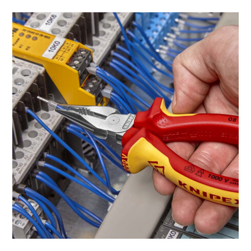KNIPEX Pinza universale a punta con impugnatura multcomponente cromata, VDE