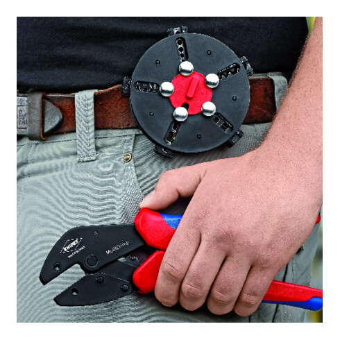 KNIPEX Pinza universale per terminali MultiCrimp® 97 33 02, con caricatore, brunita, 250mm