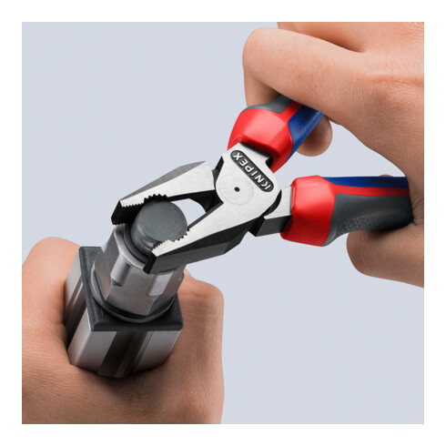 KNIPEX Pinza universale tipo forte, nera bonderizzata, lucida con manici multicomponente