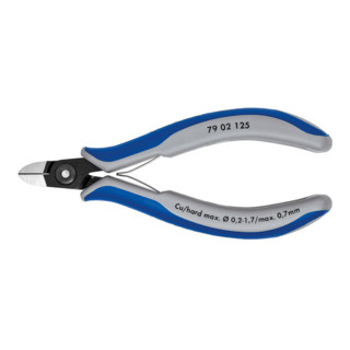 Knipex Präzisions-Elektronik-Seitenschneider brüniert mit Mehrkomponenten-Hüllen 125mm Schneidekapazität 0,2-1,7 ømm