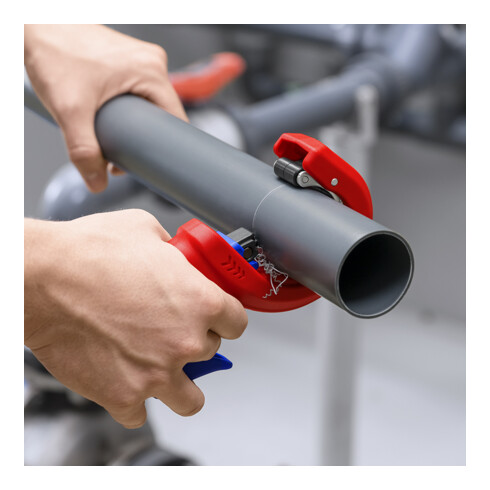 KNIPEX 90 23 01 BK Rohrabschneider DP50 Rohrschneider für dünnwandige Kunststoff-Abflussrohre mit Kunststoff überzogen 202 mm