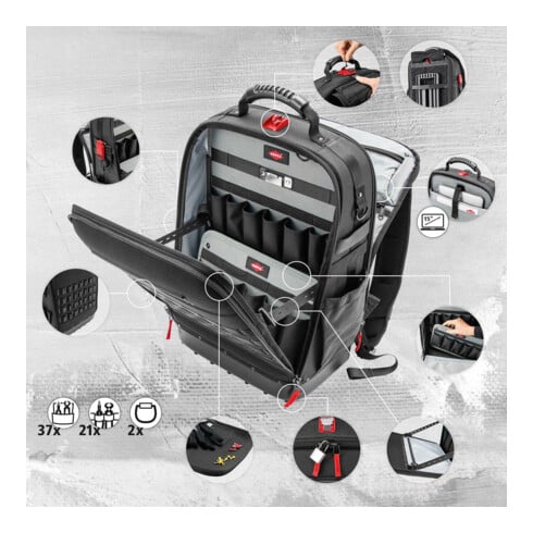 KNIPEX Sac à dos outil vide, Module X18 18 l volume/15 kg charge utile