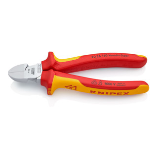 Knipex Seitenschneider mit Mehrkomponenten-Hüllen 160mm mit kleiner Facette VDE-geprüft