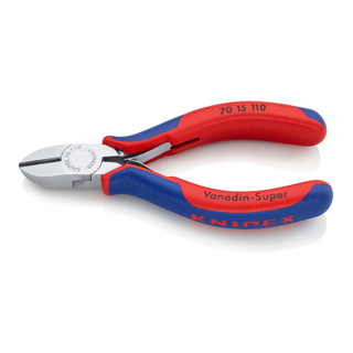 Knipex Seitenschneider verchromt mit Mehrkomponenten-Hüllen 110mm
