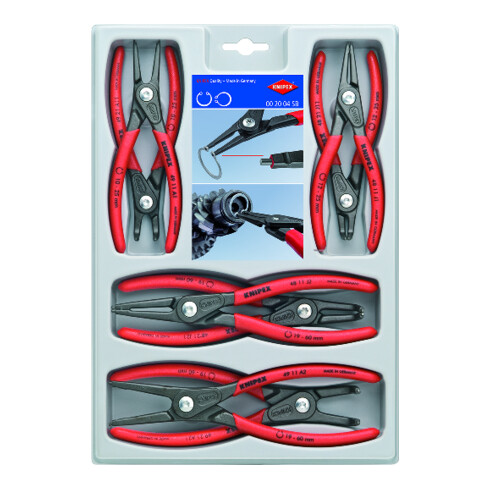 KNIPEX Set Pinza di precisione per anelli di sicurezza 00 20 04 SB, 295mm