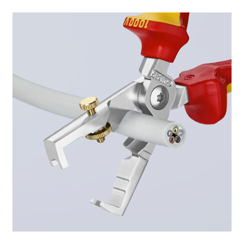 KNIPEX Spelafili con cesoia per cavi StriX® 13 66 180 cromata, VDE 180mm