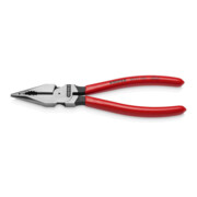 KNIPEX 08 21 185 Spitz-Kombizange mit Kunststoff überzogen schwarz atramentiert 185 mm