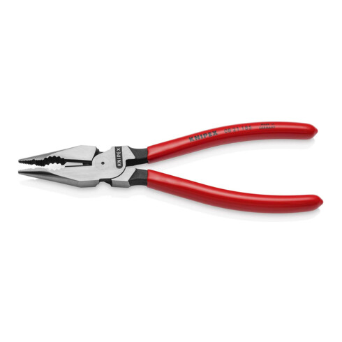 KNIPEX 08 21 185 Spitz-Kombizange mit Kunststoff überzogen schwarz atramentiert 185 mm