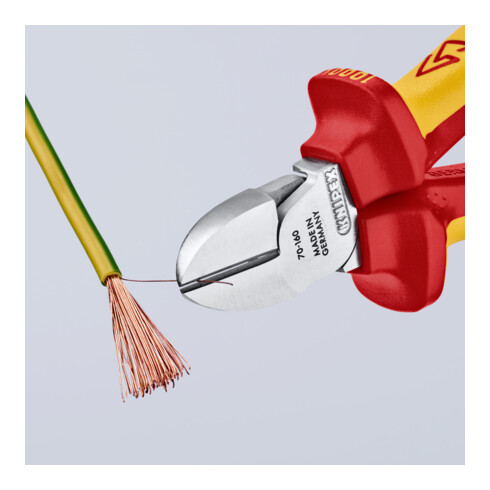 KNIPEX Tronchese laterale 70 06 160 T con occhiello di fissaggio cromata VDE, 160mm