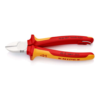 KNIPEX Tronchese laterale 70 06 180 T BK con occhiello di fissaggio cromata VDE, 180mm