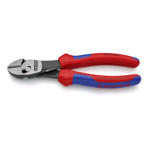 KNIPEX Tronchese laterale ad alte prestazioni TwinForce® 73 72 180 F con molla di apertura, bonderizzata nera, 180mm